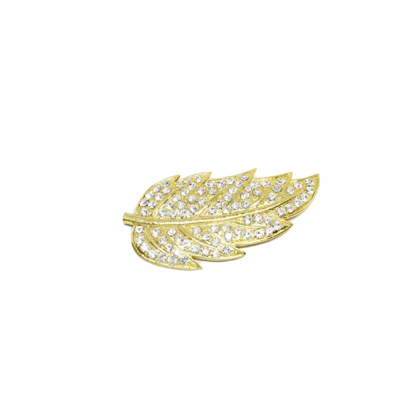 Feather Rhinestone Brooch Pin For Clothing Hats DIY Crafts 3 1/2 Inch X 2 7/8 Inch